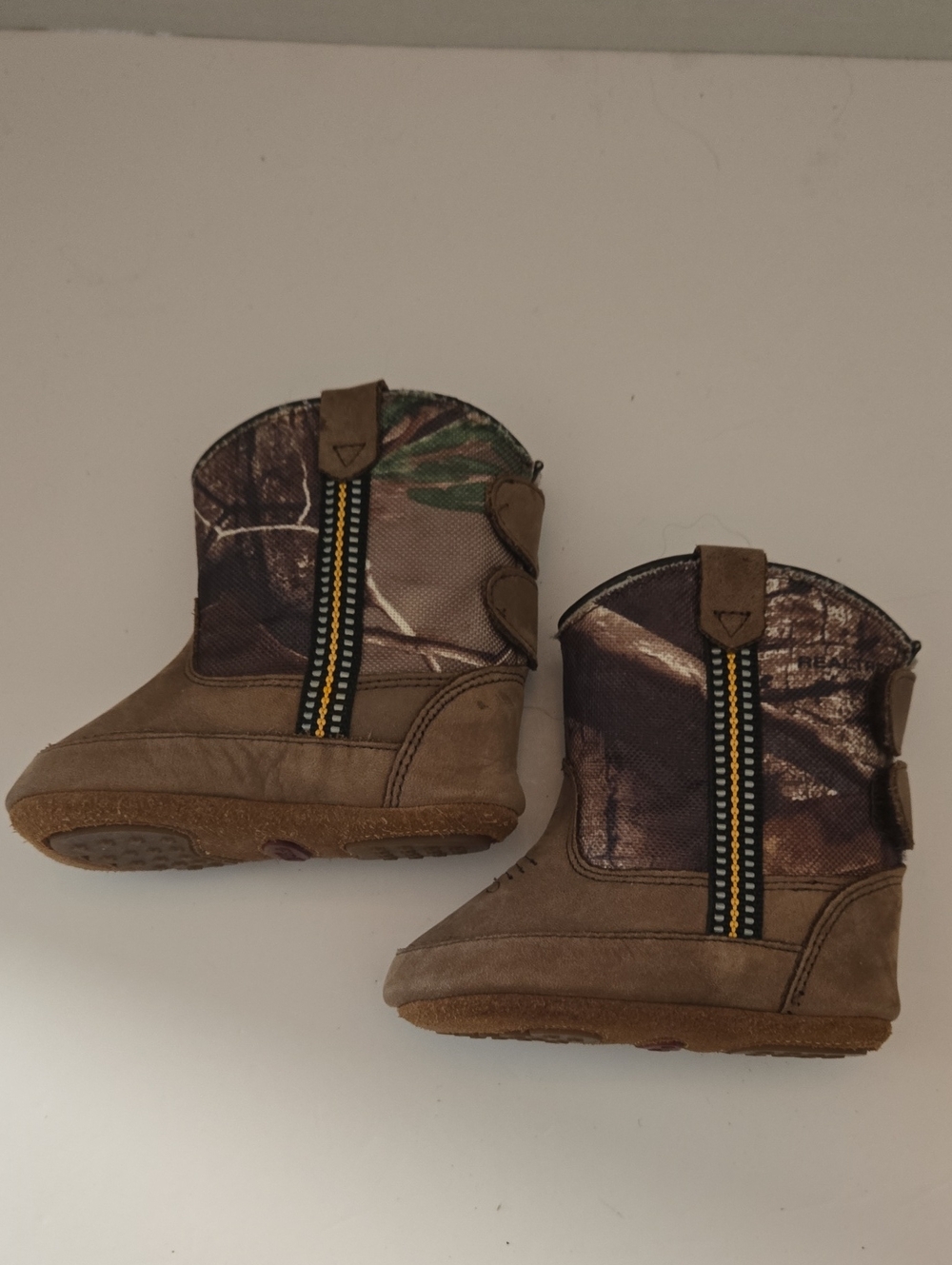 Old West Kids Tan Camo Boots with Side Zipper